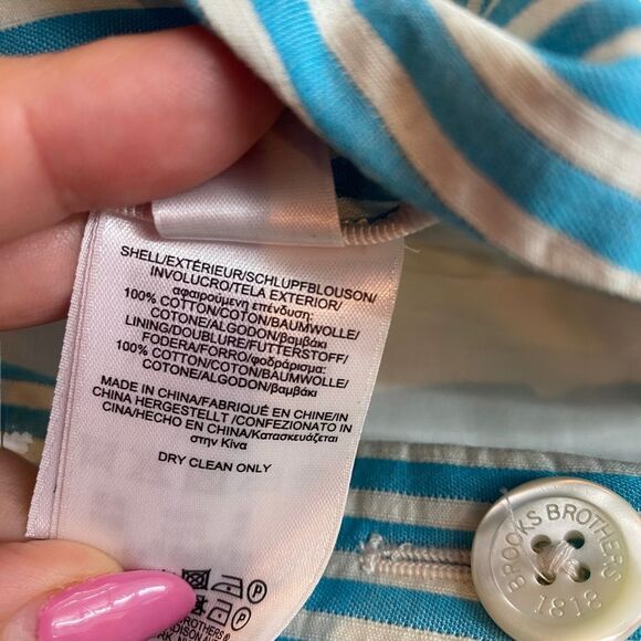 Brooks Brothers Seersucker Short Size‎ 4 Aqua Blue and White Stripe 100% Cotton - Picture 5 of 10